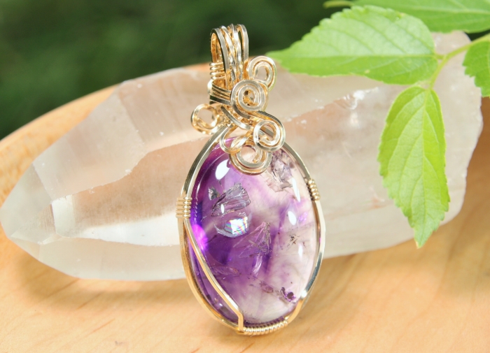 水入りアメジストペンダントトップ(18-mafu-0357)